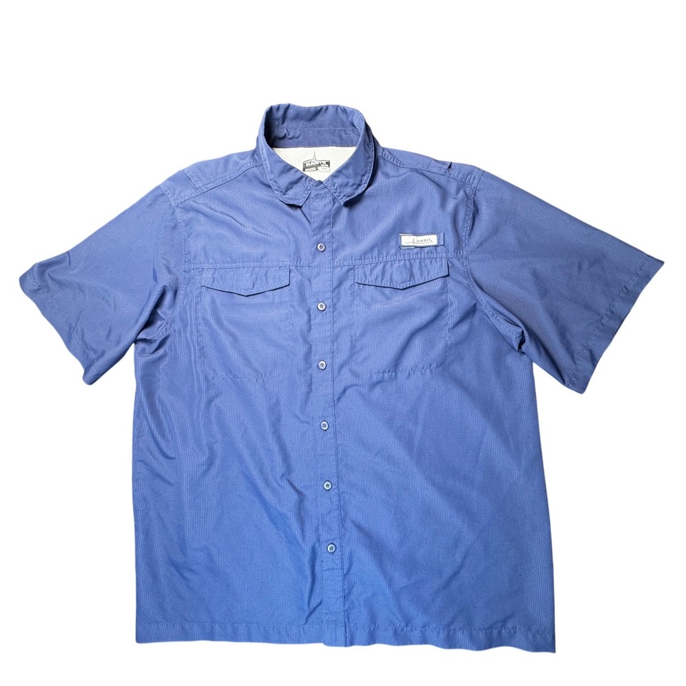 Habit Men's XL Blue Fishing Shirt Short Sleeve Vented Performance Outdoor
